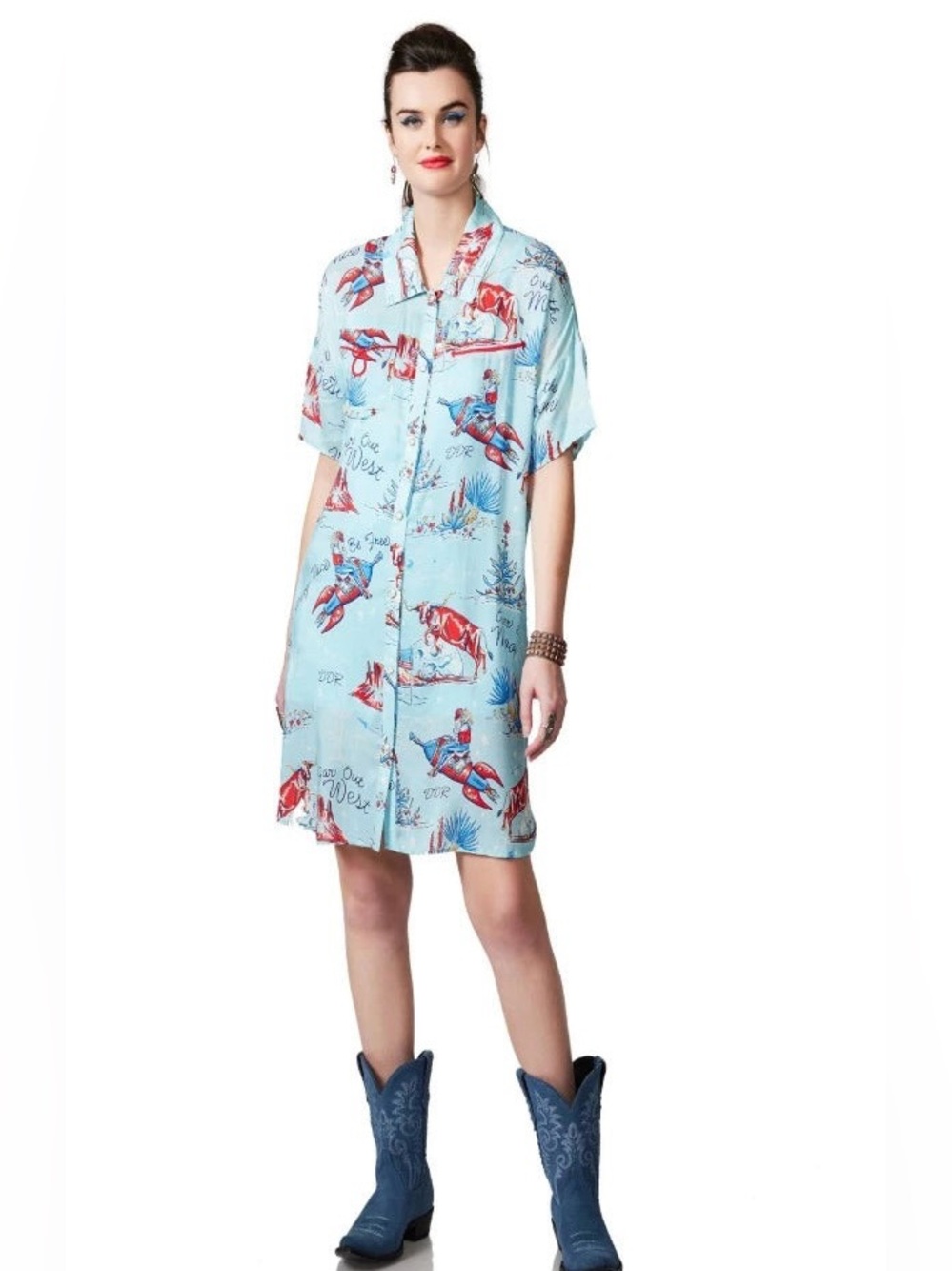 Double D Ranch Over The Moon Print Mini Dress Sz Small - Picture 3 of 11